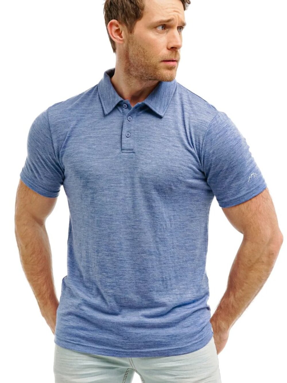 Merino.tech Men’s 100% Merino Wool Short Sleeve Polo, Deep Blue